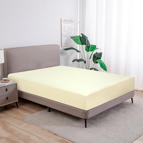 Softex Royal - Klassisches Spannbettlaken - 100% Baumwolle Jersey Spannbettlaken in vielen Farben und Größen - Markenqualität, Beige, 140 x 200 cm - 160 x 200 + 27 cm 100% gekämmte Baumwolle von Softex Royal
