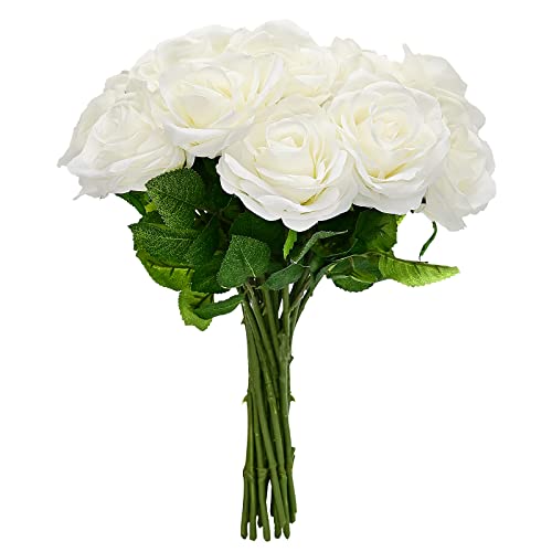 Softflame Künstliche/künstliche/künstliche Blumen – Rose Weiß, 20 Stück für Hochzeit, Zuhause, Party, Restaurant von Softflame