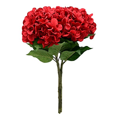 Softflame Künstliche/künstliche/künstliche Blumen – Hortensien rot, 4 Stück für Hochzeit, Zuhause, Party, Restaurant von Softflame