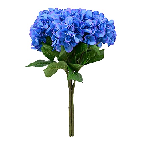 Softflame Künstliche/künstliche/künstliche Blumen – Hortensien tiefblau, 4 Stück für Hochzeit, Zuhause, Party, Restaurant von Softflame