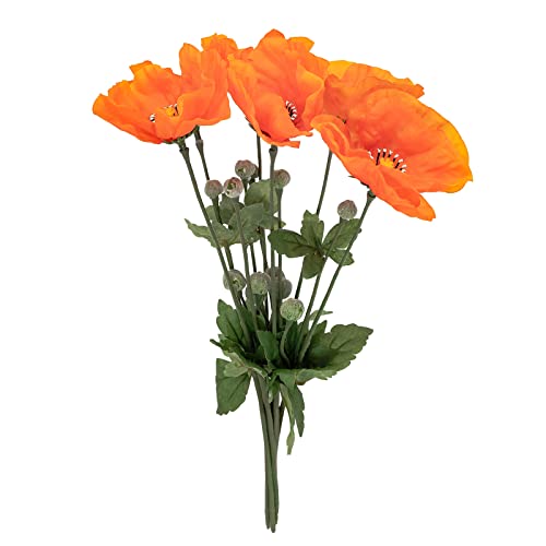 Softflame Künstliche/künstliche Blumen – Mohnblumen-Orange, 6 Stück für Hochzeit, Zuhause, Party, Restaurant und Veteranentag von Softflame