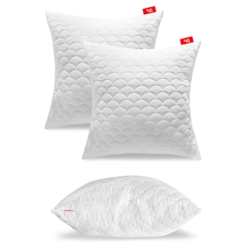 Softimi Gestepptes Premium Kissen 2er Set 70x70 cm Antiallergisch - Anti-Milbe - Geruchlos sofort verwendbar - Mit Härteeinstellung (2er Set 70x70 cm) von Softimi