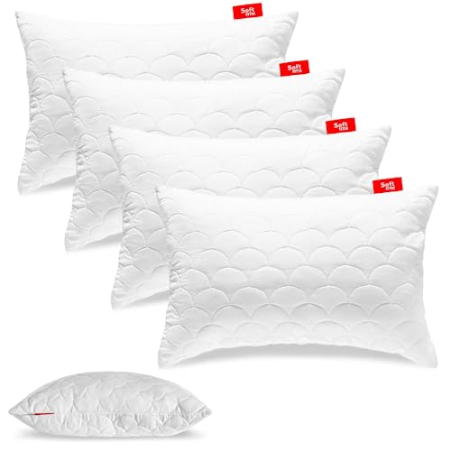 Gestepptes Premium Kissen 4er Set 30x50 cm SOFTIMI - Antiallergisch - Anti-Milbe - Geruchlos sofort verwendbar - Mit Härteeinstellung (4er Set 30x50 cm) von Softimi