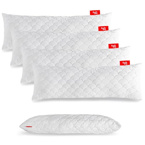 Softimi Gestepptes Premium Kissen 4er Set 40x105 cm Antiallergisch - Anti-Milbe - Geruchlos sofort verwendbar - Mit Härteeinstellung (4er Set 40x105 cm) von Softimi