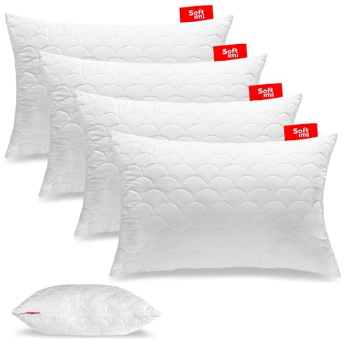 Softimi Gestepptes Premium Kissen 4er Set 50x70 cm Antiallergisch - Anti-Milbe - Geruchlos sofort verwendbar - Mit Härteeinstellung (4er Set 50x70 cm) von Softimi