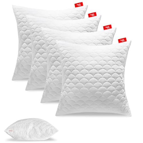 Softimi Gestepptes Premium Kissen 4er Set 70x70 cm Antiallergisch - Anti-Milbe - Geruchlos sofort verwendbar - Mit Härteeinstellung (4er Set 70x70 cm) von Softimi