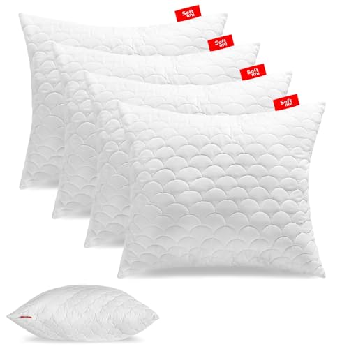 Gestepptes Premium Kissen 4er Set 70x90 cm SOFTIMI - Antiallergisch - Anti-Milbe - Geruchlos sofort verwendbar - Mit Härteeinstellung (4er Set 70x90 cm) von Softimi