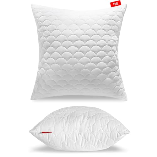 Softimi Gestepptes Premium Kissen 70x70 cm Antiallergisch - Anti-Milben - Geruchlos sofort verwendbar - Mit Härteeinstellung (70x70 cm) von Softimi