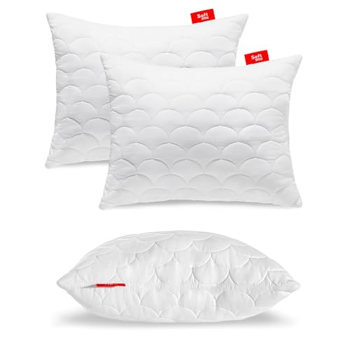 Softimi Gestepptes Premium Kissen 2er Set 40x50 cm Antiallergisch - Anti-Milbe - Geruchlos sofort verwendbar - Mit Härteeinstellung (2er Set 40x50 cm) von Softimi