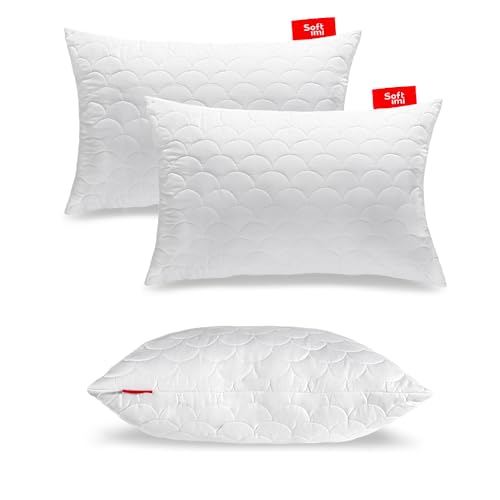 Softimi Gestepptes Premium Kissen 2er Set 50x75 cm Antiallergisch - Anti-Milbe - Geruchlos sofort verwendbar - Mit Härteeinstellung (2er Set 50x75 cm) von Softimi