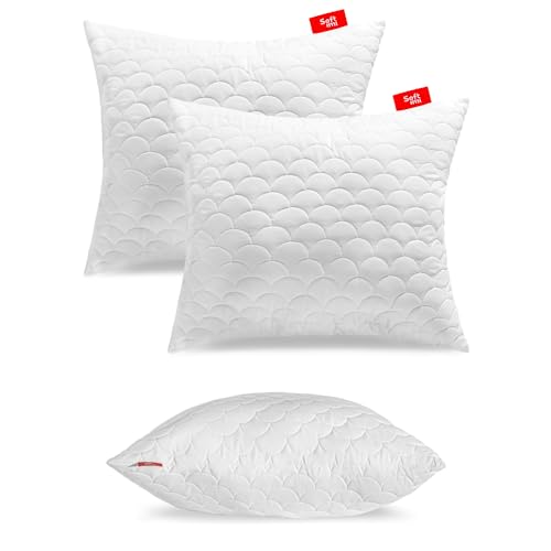 Softimi Gestepptes Premium Kissen 2er Set 60x70 cm Antiallergisch - Anti-Milbe - Geruchlos sofort verwendbar - Mit Härteeinstellung (2er Set 60x70 cm) von Softimi