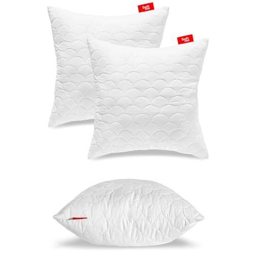 Softimi Gestepptes Premium Kissen 2er Set 65x65 cm Antiallergisch - Anti-Milbe - Geruchlos sofort verwendbar - Mit Härteeinstellung (2er Set 65x65 cm) von Softimi
