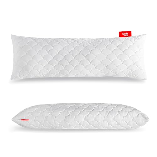 Softimi Gestepptes Premium Kissen 40x105 cm Antiallergisch - Anti-Milbe - Geruchlos sofort verwendbar - Mit Härteeinstellung (40x105 cm) von Softimi