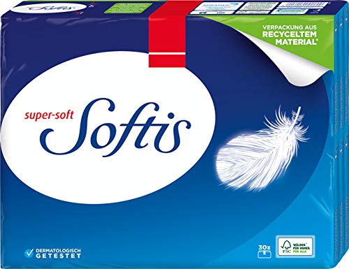 Softis Taschentücher super Soft, 4-lagig - 10x 30 Päckchen mit je 9 Taschentücher von Softis