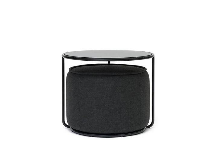 Softline Ablagetisch mit Hocker Tom schwarz, Designer Sascha Sartory, 47/37 cm von Softline