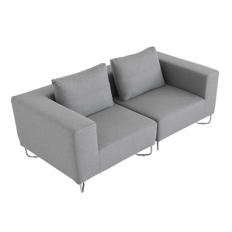 Softline - Lotus 2-Sitzer Sofa - grau/Stoff Filz 620/BxHxT 196x82x98cm/Gestell chrom/inkl. 2 Kissen von Softline