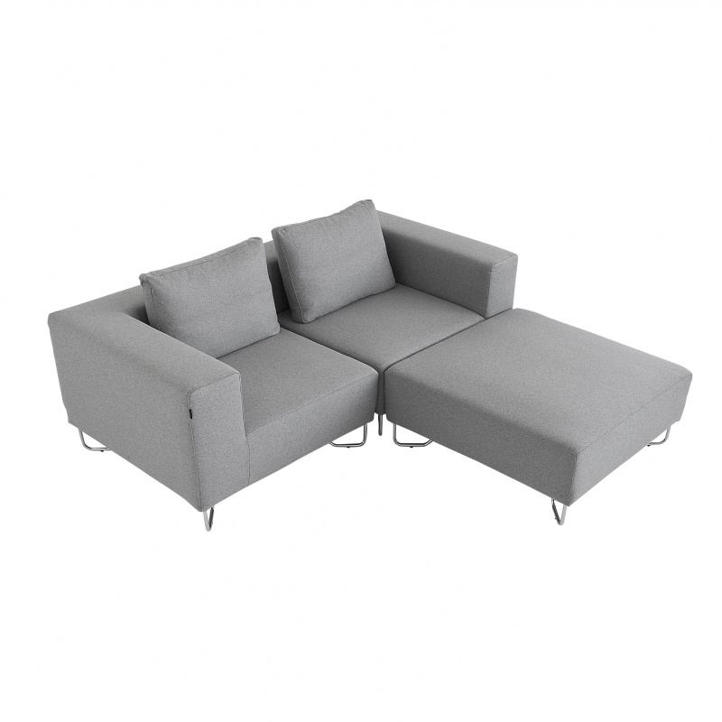 Softline - Lotus 2-Sitzer Sofa mit Ottomane - grau/Stoff Filz 620/BxHxT 196x82x196cm/Gestell chrom/inkl. 2 Kissen von Softline