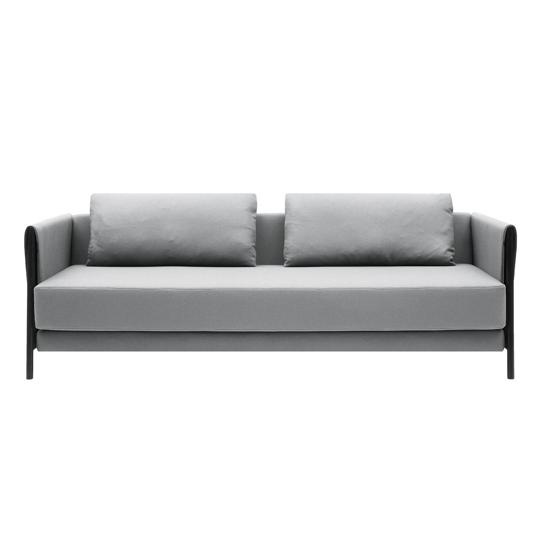 Softline - Madison Schlafsofa - hellgrau/Stoff Felt Melange 620/BxHxT 209x75x95cm/Gestell schwarz von Softline