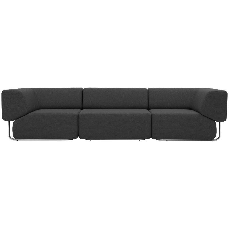 Softline - Noa Sofa Dreisitzer - anthrazit/Stoff Vision 439/BxHxT 294x68x98cm/Gestell Chrom von Softline