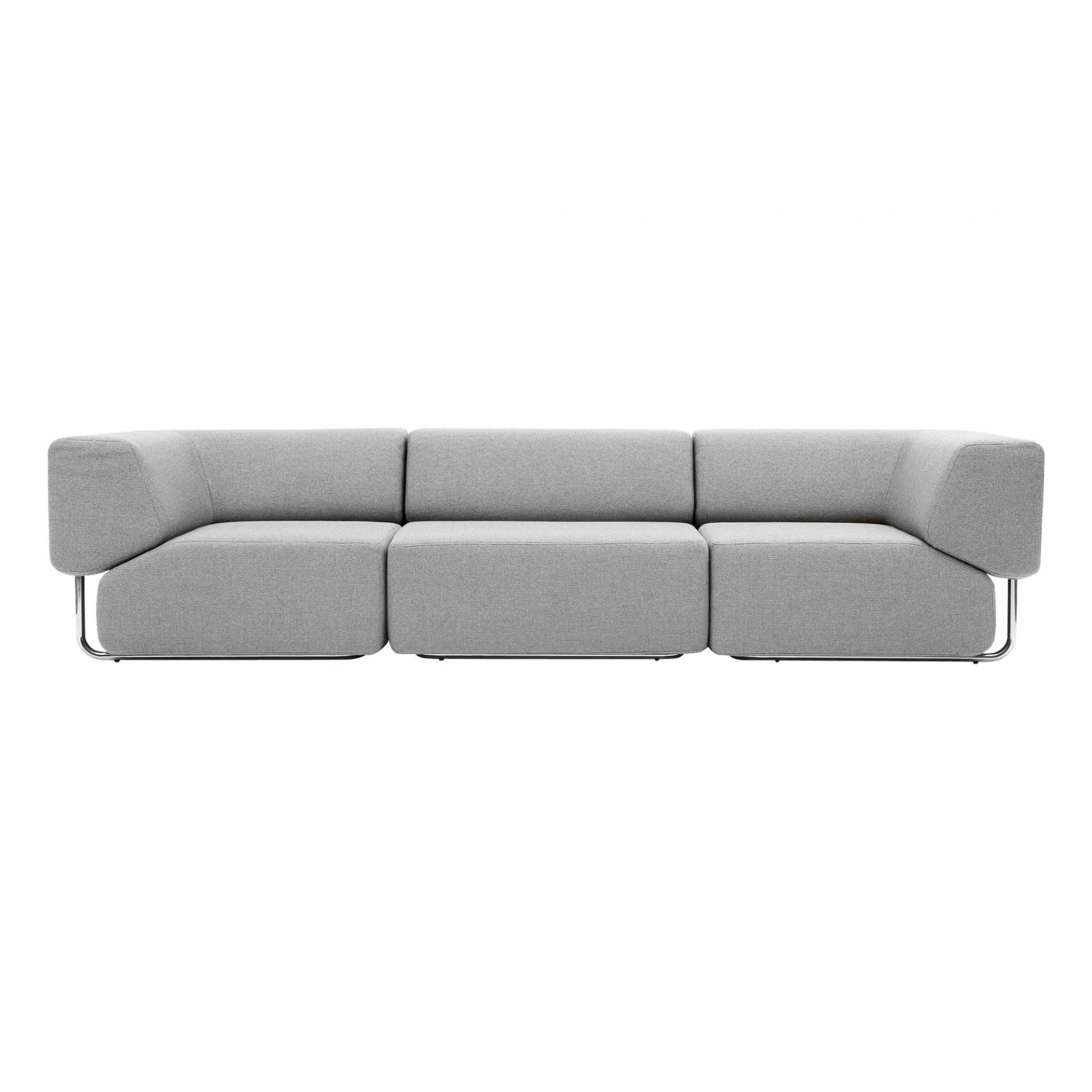 Softline - Noa Sofa Dreisitzer - hellgrau/Stoff Vision 445/BxHxT 294x68x98cm/Gestell Chrom von Softline