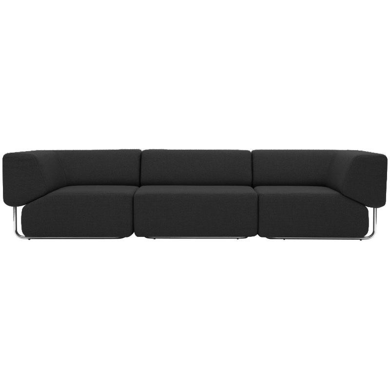 Softline - Noa Sofa Dreisitzer - schwarz/khaki/Stoff Vision 443/BxHxT 294x68x98cm/Gestell Chrom von Softline