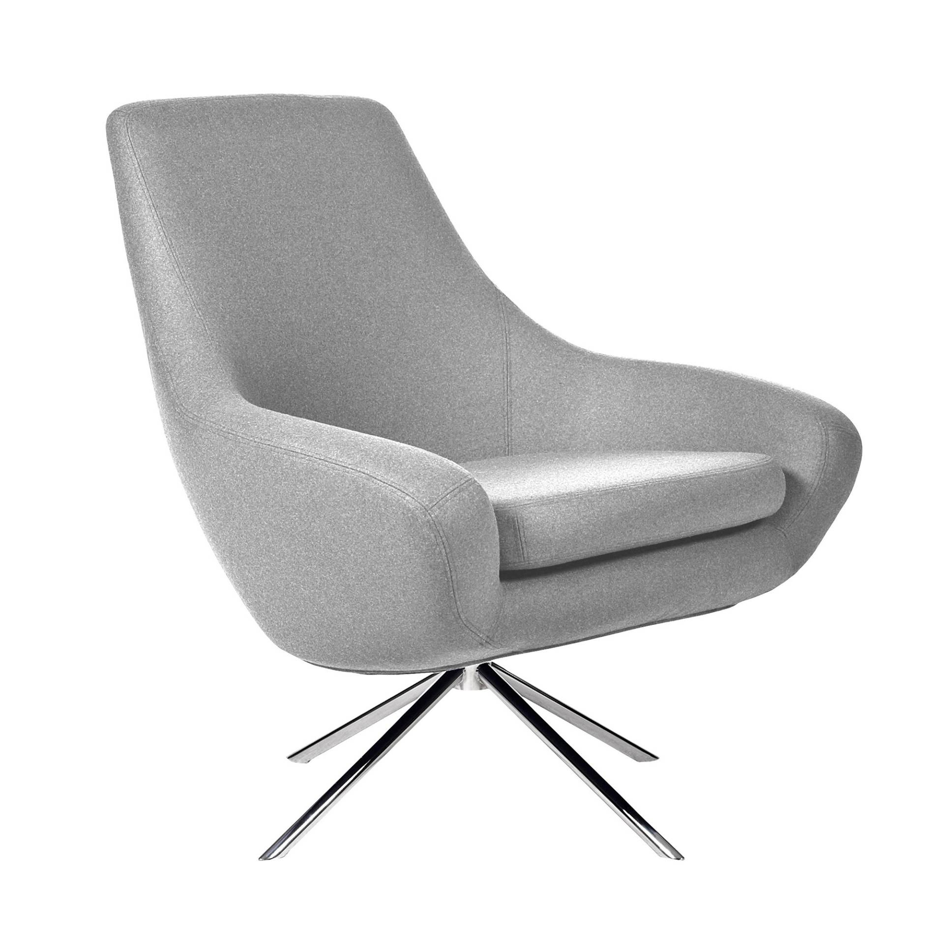 Softline - Noomi Lounge Sessel - hellgrau/Stoff Filz 620/BxHxT 84x90x71cm/Gestell Chrom von Softline