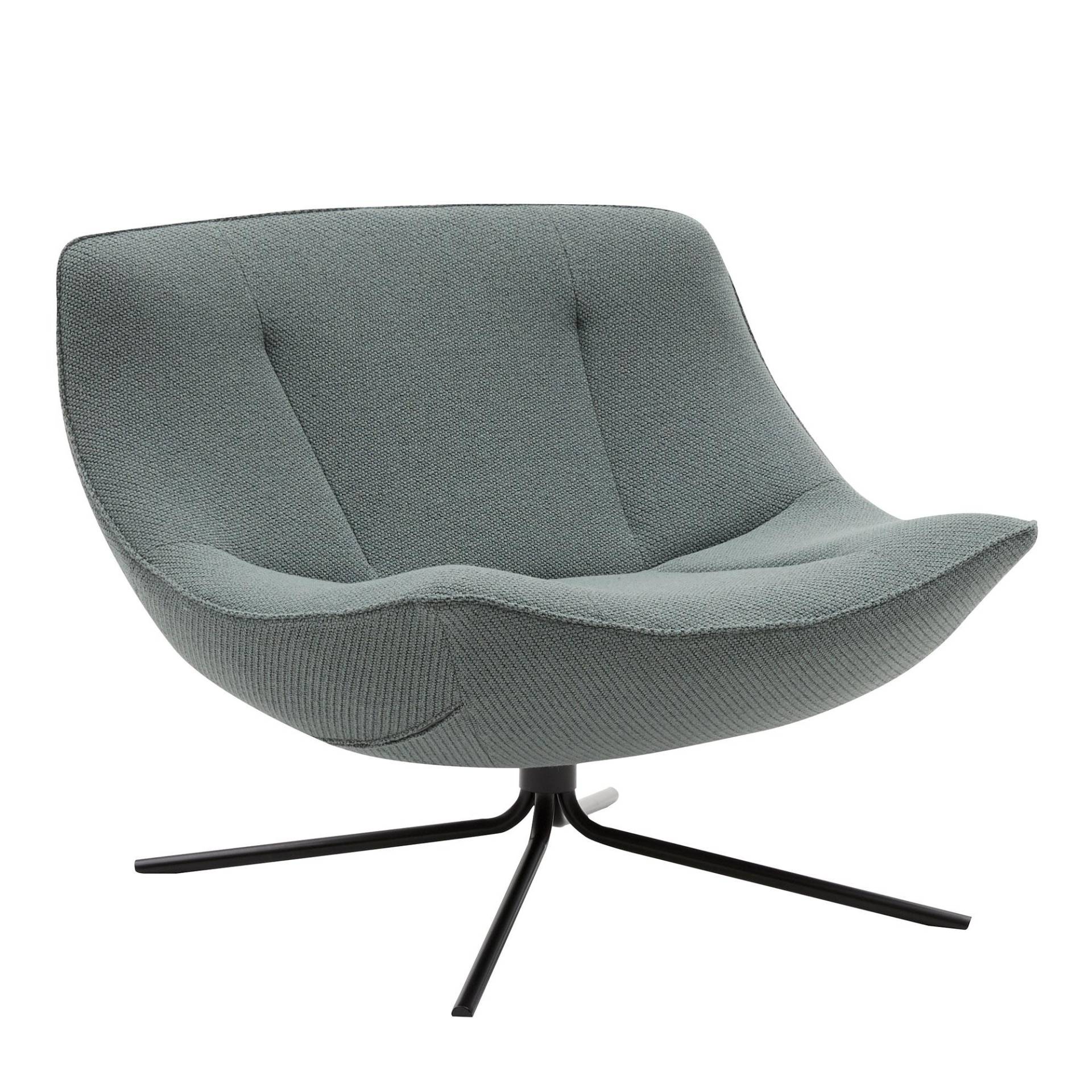 Softline - Vera Lounge Drehsessel - grau/Stoff Kvadrat Remix 962/Gestell Stahl schwarz lackiert/BxHxT 96x71x85cm von Softline