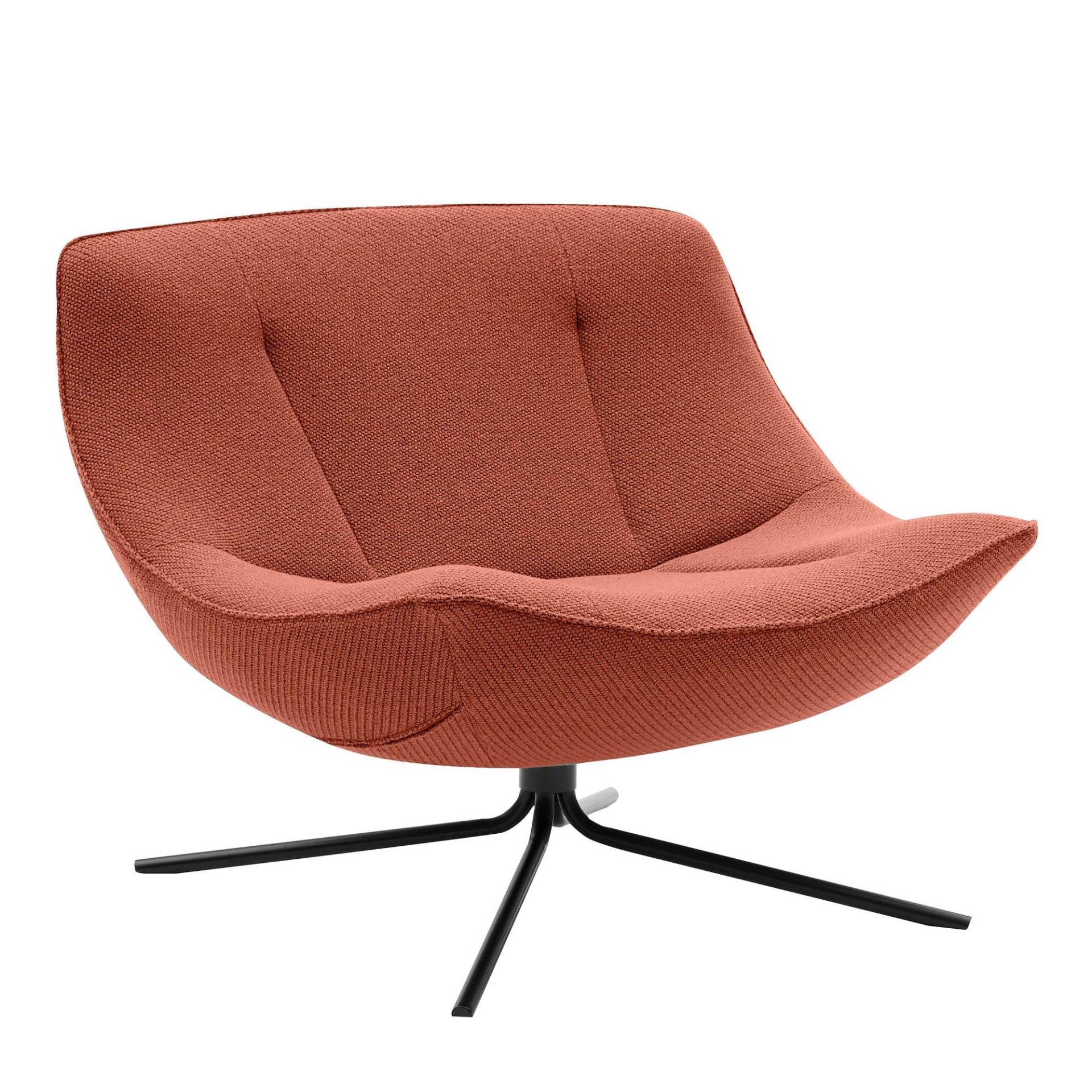 Softline - Vera Lounge Drehsessel - lachsorange/Kvadrat Coda 2 962/Gestell Stahl schwarz lackiert/BxHxT 96x71x85cm von Softline