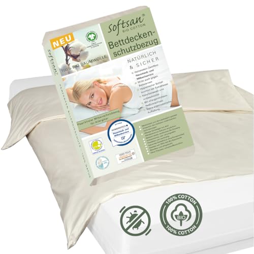 Softsan Bettdecken Encasing aus Bio Baumwolle | Anti Milben Schutzbezug | Weltneuheit | Viele Größen (155 x 200 cm) von Softsan