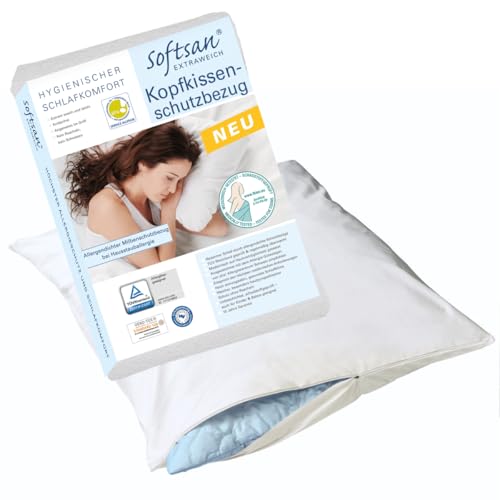 Softsan Extraweich Allergiker Kissenbezug, Anti Milben Encasing für Kopfkissen, zum Milbenschutz für Hausstauballergiker (65 x 65 cm) von Softsan