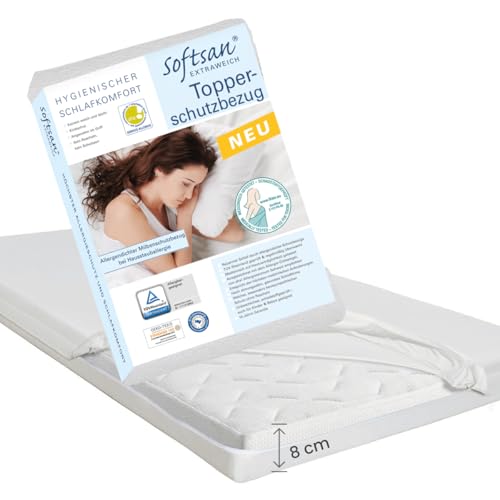 Softsan Extraweich Allergiker Matratzenbezug für Boxspring Topper milbendicht, Höhe 8 cm, Encasing zum Milbenschutz für Hausstauballergiker milbenkotdicht (140 x 200 x 8 cm) von Softsan