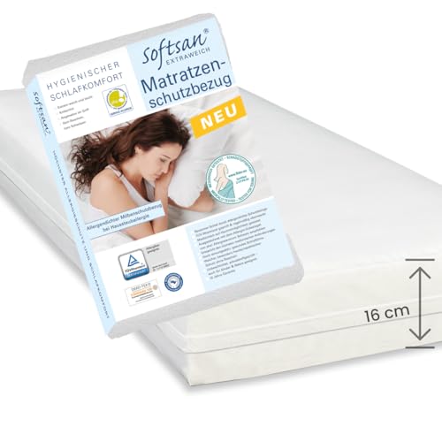 Softsan Extraweich Allergiker Matratzenbezug milbendicht 140x200 cm, Höhe 16 cm, Encasing zum Milbenschutz für Hausstauballergiker milbenkotdicht von Softsan