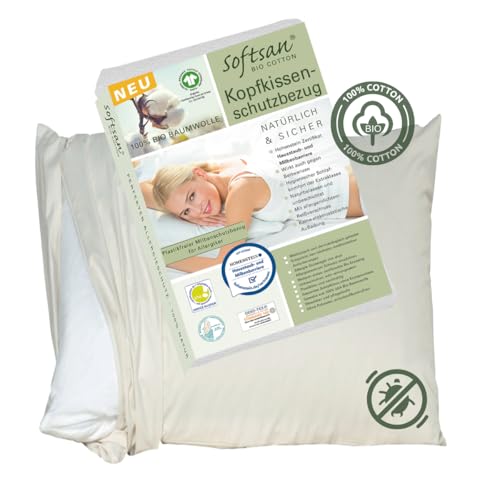 Softsan Kissen Encasing aus Bio Baumwolle | Anti Milben Schutzbezug | Weltneuheit | Viele Größen (35 x40 cm) von Softsan