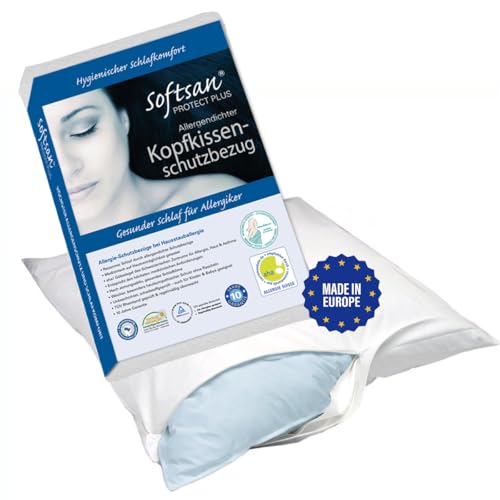 Softsan Protect Plus Kissenbezug milbendicht 40 x 60 cm, Encasing für Kopfkissen, Milbenschutz für Hausstauballergiker von Softsan