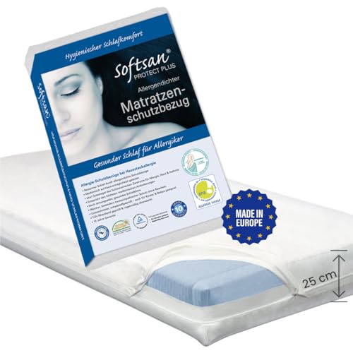 Softsan Protect Plus Matratzenbezug milbendicht 140x200x25 cm, Höhe 25 cm, Encasing, Milbenschutz für Hausstauballergiker milbenkotdicht Weiß Softsan Protect Plus Matratzenbezug milbendicht 140x200x25 cm, Höhe 25 cm, Encasing, Milbenschutz für Hausstauballergiker milbenkotdicht Weiß von Softsan