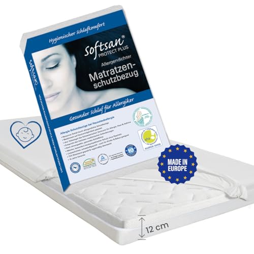 Softsan Protect Plus Matratzenbezug milbendicht für Kindermatratzen, Encasing 60x120 cm, 12 cm hoch, Milbenschutz für Hausstauballergiker, Verschiedene Größen Softsan Protect Plus Matratzenbezug milbendicht für Kindermatratzen, Encasing 60x120 cm, 12 cm hoch, Milbenschutz für Hausstauballergiker, Verschiedene Größen von Softsan