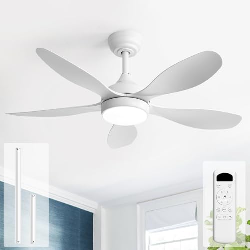 Sofucor Deckenventilator mit Beleuchtung und Fernbedienung, 5 Flügel, DC, Timer, 3 Farbtemperatur, 6 Geschwindigkeiten, Sommer Winterbetrieb, Leise Weiß Deckenventilator mit Licht Sofucor Deckenventilator mit Beleuchtung und Fernbedienung, 5 Flügel, DC, Timer, 3 Farbtemperatur, 6 Geschwindigkeiten, Sommer Winterbetrieb, Leise Weiß Deckenventilator mit Licht von Sofucor