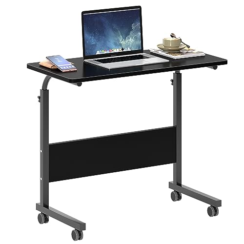 SogesHome Computertisch 80 x 40 cm,Stehhöhenverstellbarer Laptoptisch, Computertisch mit Rollen für Bett Krankenpflege Lesen Arbeiten,05#1-80BK-SH von SogesHome