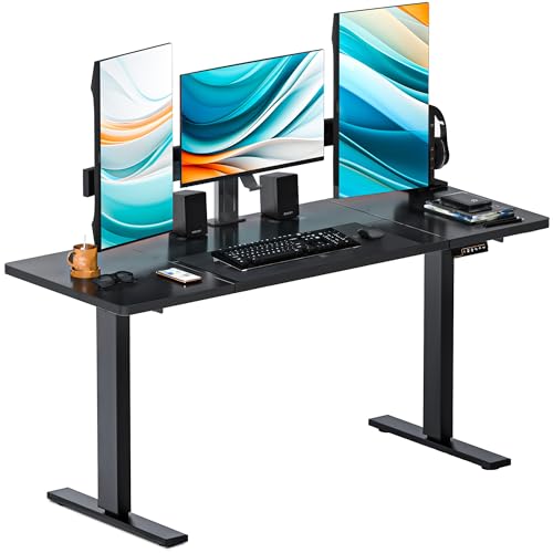 SogesHome Elektrisch höhenverstellbarer Schreibtisch 160 cm x 60 cm Steh-Sitz Tisch Verstellbarer Schreibtisch Computertisch mit Memory-Steuerung intelligenter Schreibtisch von SogesHome