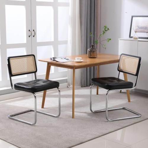SogesHome Esszimmerstühle 2 er Set Moderne Esszimmer Stuhl gepolstert getuftet Kunstleder Akzent Stühle Rattan 2er Armless Mesh zurück Rohr Stühle mit Metall Chrom Beine SogesHome Esszimmerstühle 2 er Set Moderne Esszimmer Stuhl gepolstert getuftet Kunstleder Akzent Stühle Rattan 2er Armless Mesh zurück Rohr Stühle mit Metall Chrom Beine von SogesHome