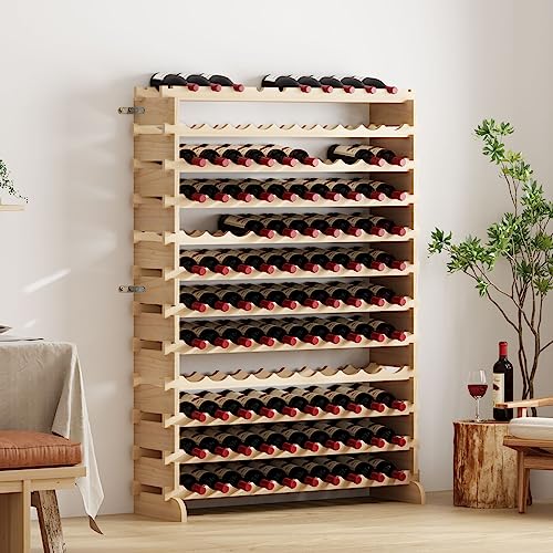 SogesHome Flaschenregal Weinregal Stapelbares Weinregale 12-Tier Weinlagerung für 120 Flaschen Weinständer Flaschenständer Weinlagerschrank aus Holz von SogesHome