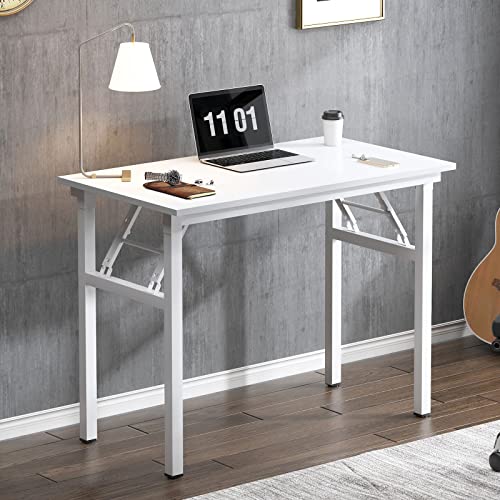 SogesHome Kleiner Klapptisch 80 x 40 cm Klapptisch Kompakter Tisch PC-Schreibtisch Bürotisch Eckschreibtisch für Home Office Kleiner Schreibtisch, Weiß AC5DW-8040-SH von SogesHome