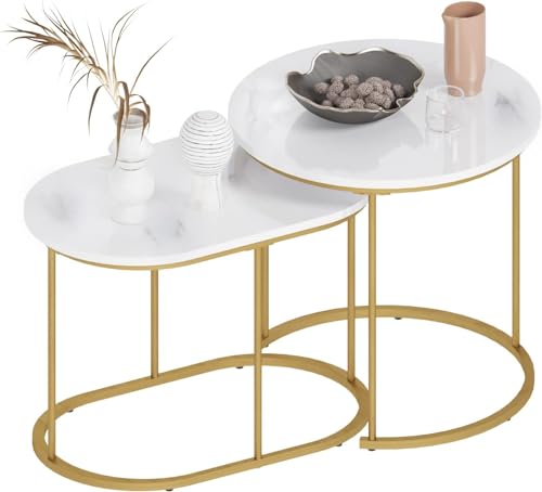 SogesHome Satztische fürs Wohnzimmer 2er Set Couchtisch Beistelltisch Sets Wohnzimmertisch Nachttisch Satztisch Pflanztisch mit Metallgestell, einfacher Aufbau SogesHome Satztische fürs Wohnzimmer 2er Set Couchtisch Beistelltisch Sets Wohnzimmertisch Nachttisch Satztisch Pflanztisch mit Metallgestell, einfacher Aufbau von SogesHome