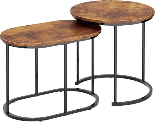SogesPower 2er Set Runder Beistelltisch Geschachtelter Couchtische, Ineinander Schiebbare Wohnzimmer Tische Retro-Farbe SogesPower 2er Set Runder Beistelltisch Geschachtelter Couchtische, Ineinander Schiebbare Wohnzimmer Tische Retro-Farbe von SogesPower