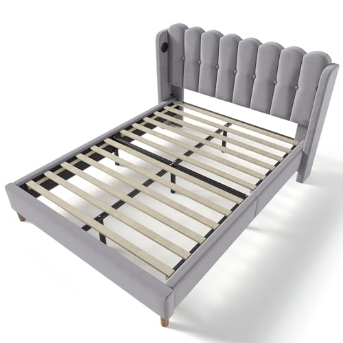 SogesPower Doppelbett mit USB C Ladeanschlüssen 140x200 cm Grauer Leinenbezug Modernes Design Inklusive Lattenrost Flach verpackt SogesPower Doppelbett mit USB C Ladeanschlüssen 140x200 cm Grauer Leinenbezug Modernes Design Inklusive Lattenrost Flach verpackt von SogesPower