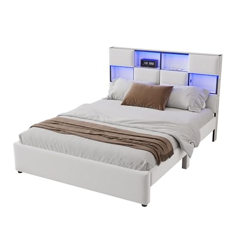 SogesPower Flachbett 140x200 cm in Beige mit App-gesteuerter RGB-LED & USB-Ladestation, MDF-Rahmen, 4 Seitentaschen & atmungsaktiver Leinenbezug, Modernes Smart-Home-Bett SogesPower Flachbett 140x200 cm in Beige mit App-gesteuerter RGB-LED & USB-Ladestation, MDF-Rahmen, 4 Seitentaschen & atmungsaktiver Leinenbezug, Modernes Smart-Home-Bett von SogesPower