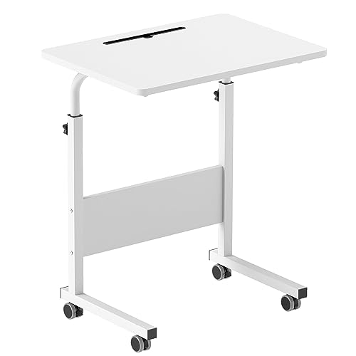 SogesPower Höhenverstellbarer Laptop-Tisch mit Rollen, Beistelltisch für Sofa oder Bett, Mobiler Rolltisch mit integriertem Tablet-/Handyhalter, Vielseitiger Betttisch für Zuhause 60 x 40 cm von SogesPower