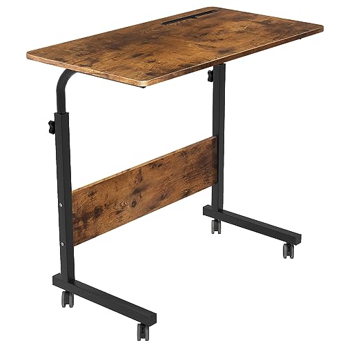 SogesPower Höhenverstellbarer Laptop-Tisch mit Rollen, Beistelltisch für Sofa oder Bett, Mobiler Rolltisch mit integriertem Tablet-/Handyhalter, Vielseitiger Betttisch für Zuhause 80 x 40 cm von SogesPower
