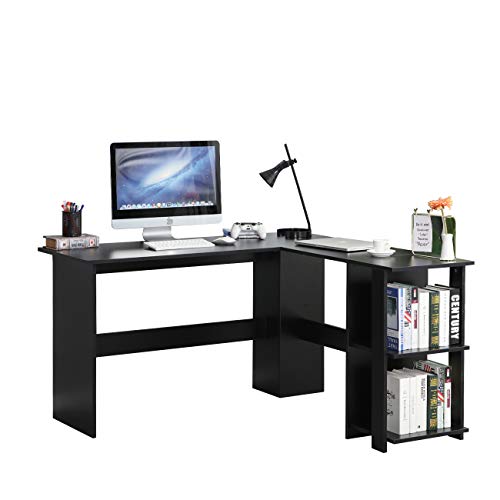 SogesPower L-förmiger Schreibtisch großer Eckschreibtisch Büroeckschreibtisch mit Regal Computertische Computer-Workstation PC Laptop Studie Gaming Tisch Workstation für Home Office von SogesPower