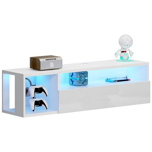 SogesPower LED TV-Konsole wandmontiert mit Beleuchtung LED TV-Ständer mit Aufbewahrung, Schwebendes Regal für Wohnzimmer & Schlafzimmer |Weiß 100x28.5x30 cm SogesPower LED TV-Konsole wandmontiert mit Beleuchtung LED TV-Ständer mit Aufbewahrung, Schwebendes Regal für Wohnzimmer & Schlafzimmer |Weiß 100x28.5x30 cm von SogesPower